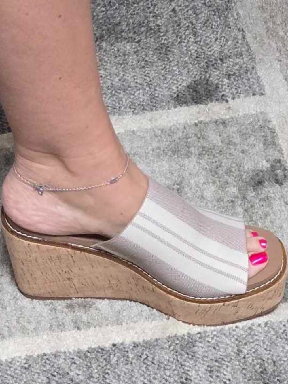 Corkys Mugshot Wedge Heel in Tan Natural Stripe - Picture 2 of 3